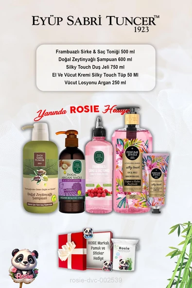 Silky Touch duş jeli ve kremi, Frambuazlı Tonik, Zeytinyağlı Şampuan, Argan Losyon ve Rosie ürün görseli 1