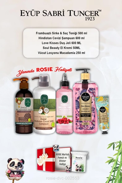 Hindistan Cevizi Şampuan, Love Kisses Duş Jeli, Frambuaz Tonik, Soul Beauty Krem, Macadamia Losyon ve Rosie ürün görseli 1
