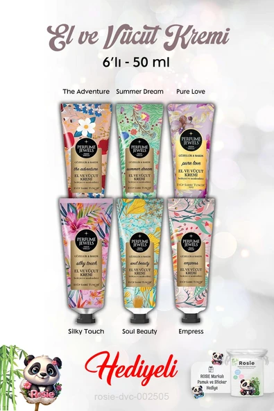 50 ml El Kremi 6'lı Silky Touch, Pure Love, Summer Dream, The Adventure, Empress, Soul Beauty ve Rosie ürün görseli 1