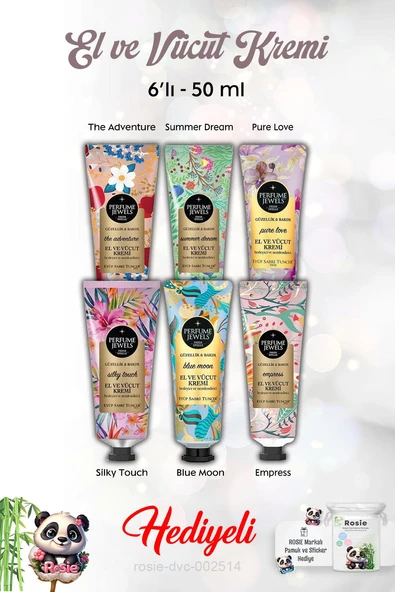 50 ml El Kremi 6'lı Blue Moon, Silky Touch, Pure Love, Summer Dream, The Adventure, Empress ve Rosie ürün görseli 1