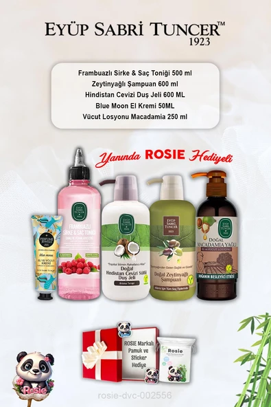 Blue Moon Krem,  Hindistan Cevizi Duş Jeli, Frambuaz Tonik, Zeytinyağlı Şampuan, Macadamia Losyon ve Rosie ürün görseli 1