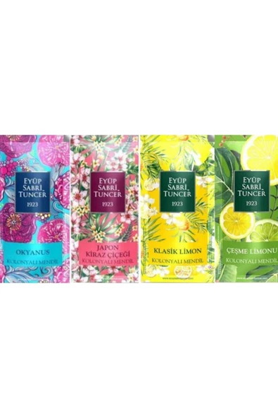 Eyüp Sabri Tuncer Kolonyalı Mendil Okyanus, Japon Kirazı, Klasik Limon ve Çeşme Limonu 150 Adet (4 Paket) ürün görseli 1