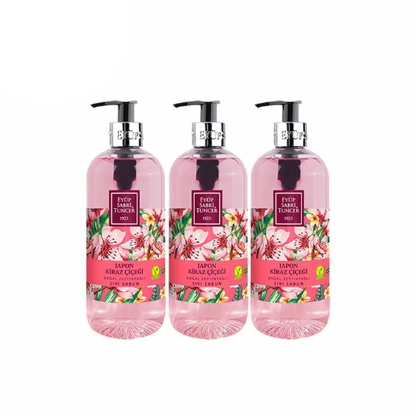 Eyüp Sabri Tuncer Doğal Zeytinyağlı Sıvı Sabun Japon Kiraz Çiçeği 500 ml x 3 Adet ürün görseli 1
