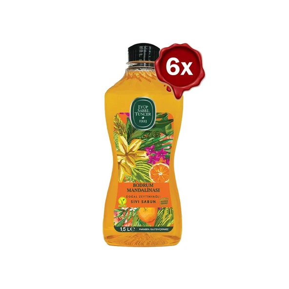 EST Bodrum Mandalinası Doğal Zeytinyağlı Sıvı Sabun 1500 ml x 6 ürün görseli 1