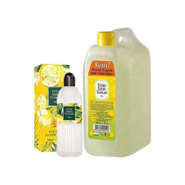 Eyüp Sabri Tuncer Klasik Limon Kolonyası Plastik Şişe 400 ML ve Yedek Şişe 1 Litre ürün görseli 1