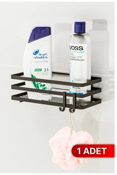Bino Banyo Düzenleyici Şampuanlık Sabunluk 1 ADET Lamalı Yapışkanlı 2 Askılı Duş Rafı Organizer ürün görseli 1
