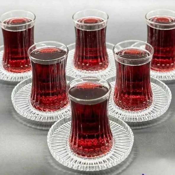 Paşabahçe 12 Kişilik Elysia Çay Bardağı Riva Çay Tabağı Takımı 24 Parça Set ürün görseli 1