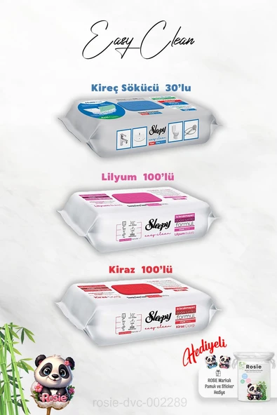 Kiraz ve Lilyum Katkılı 100'lü, Kireç Sökücü 30'lu Temizlik Havlusu ve Rosie Hediye ürün görseli 1