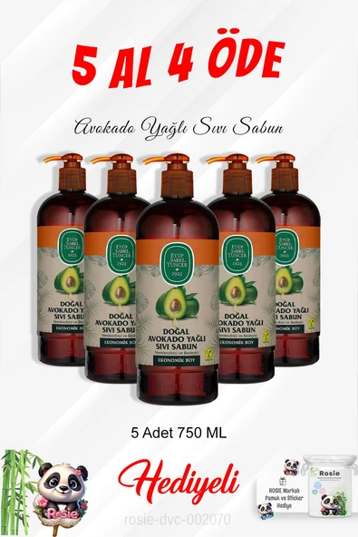 Avokado Yağlı Sıvı Sabun 750 ML 5 Al 4 Öde ve Rosie Pamuk ürün görseli 1