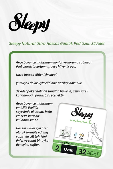 Sleepy Natural Ultra Hassas Günlük Ped Uzun 32 Adet 5 Al 4 Öde ve Rosie Pamuk ürün görseli 1