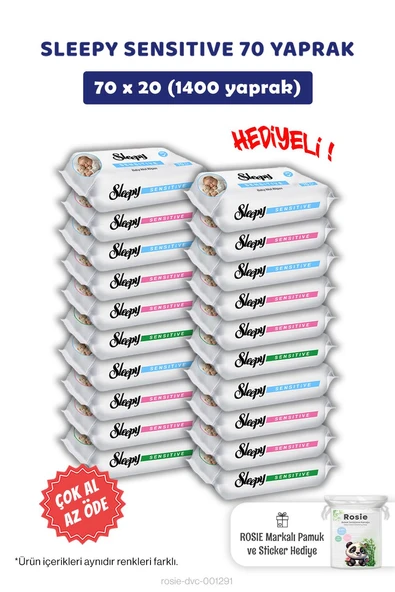 20 AL 18 ÖDE Sleepy Sensitive Islak Mendil 70'li ve ROSIE ürün görseli 1