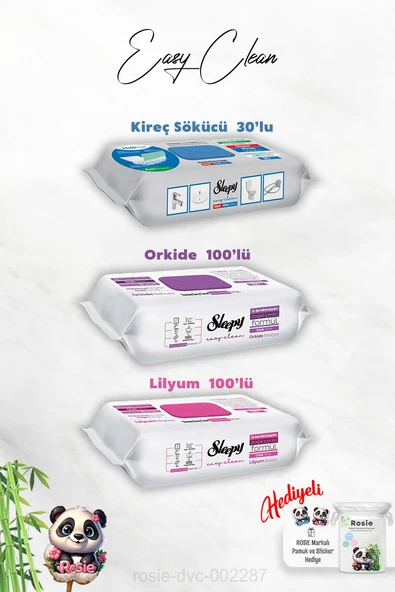 Lilyum ve Orkide Katkılı 100'lü, Kireç Sökücü 30'lu Temizlik Havlusu ve Rosie Hediye ürün görseli 1