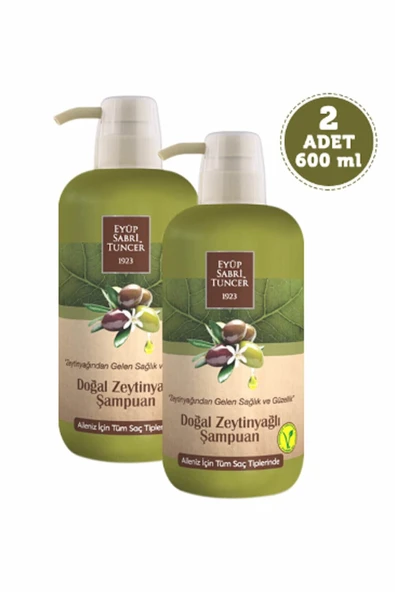 Eyüp Sabri Tuncer Doğal Zeytinyağlı Şampuan 600 ml Pet Şişe x 2 Adet ürün görseli 1
