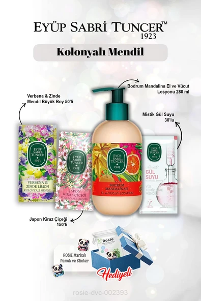 Bodrum Mandalina Losyon 280 ml, Gül suyu 30'lu, Verbena & Zinde 50'li, Japon Kiraz Çiçeği 150'li ve Rosie ürün görseli 1