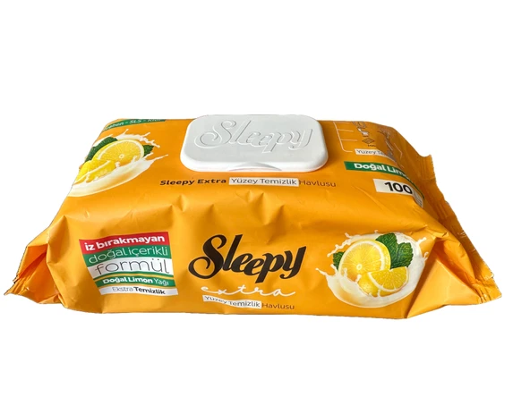 Sleepy Extra Doğal Limon Yağı Özlü Islak Yüzey Temizlik Havlusu - 100'lü Paket ürün görseli 1