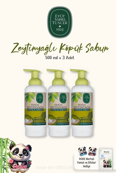 Eyüp Sabri Tuncer Doğal Zeytinyağlı Köpük El Sabunu 500 ml ve Doğal ROSIE Pamuk ürün görseli 1