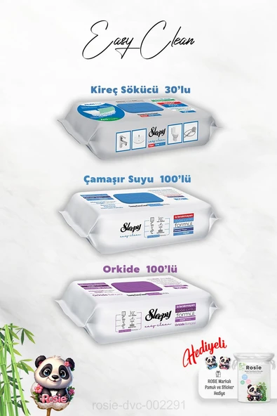 Easy Clean Orkide ve Çamaşır Suyu Katkılı 100'lü, Kireç Sökücü 30'lu ve Rosie Hediye ürün görseli 1
