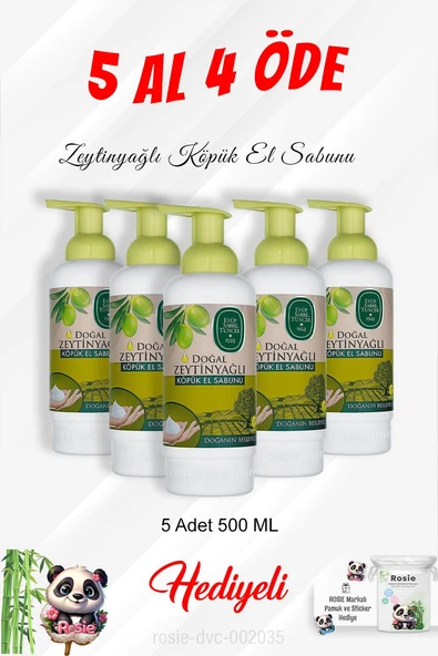Zeytinyağlı Köpük El Sabunu 500 ML 5 Al 4 Öde ve Rosie Pamuk ürün görseli 1