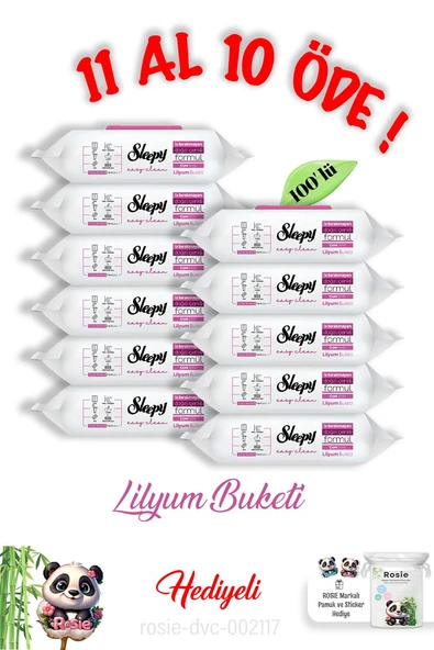 Sleepy Lilyum Buketi 100' lü 11 Al 10 Öde ve Rosie Pamuk ürün görseli 1