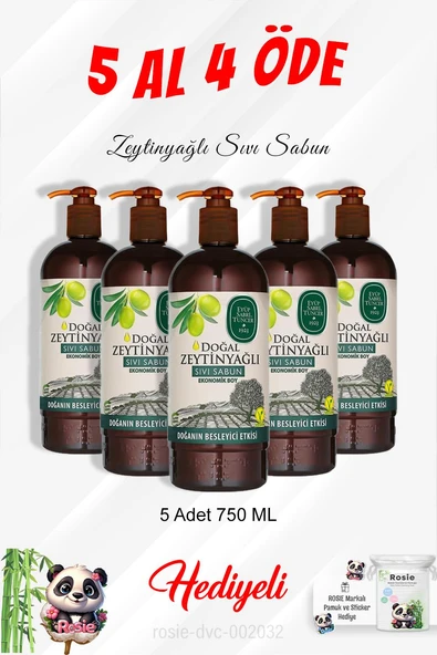 Zeytinyağlı Sıvı Sabun 750 ML 5 Al 4 Öde ve Rosie Pamuk ürün görseli 1