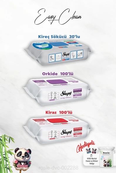 Orkide ve Kiraz Katkılı 100'lü, Kireç Sökücü 30'lu Temizlik Havlusu ve Rosie Hediye ürün görseli 1