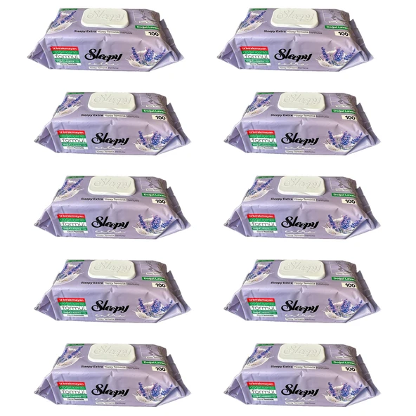Sleepy Extra Doğal Lavanta Özlü Islak Yüzey Temizlik Havlusu - 100'lü 10 Paket ürün görseli 1