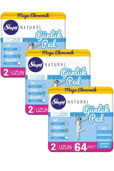 Sleepy Natural Günlük Ped Uzun Mega Fırsat Paketi (192 Ped) ürün görseli 1