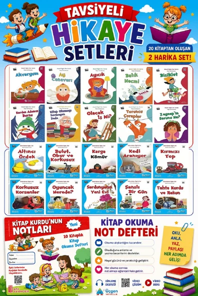 1.Sınıflar İçin Okumayı Sevdiren (20 Kitap)+Kitap Okuma Not Defteri ürün görseli 1