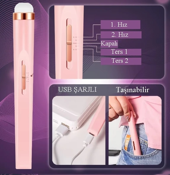 5in1 Manikür & Pedikür Set  Pembe - Şarjlı - Resim 2