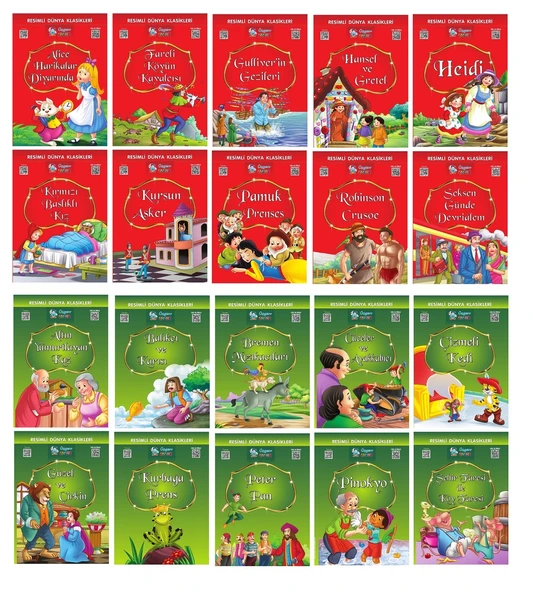 1.ve 2.Sınıflar İçin Resimli Dünya Klasikleri 1-2 (20 Kitap)+ Kitap Okuma Not Defteri ürün görseli 1
