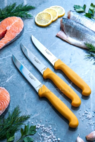 LAZBİSA Gold Serisi Mutfak Fileto Bıçağı Steak Bıçak Et Balık Tavuk Kesme Fileto Bıçağı 2 Li Set ( Mft-020 ) ürün görseli 1