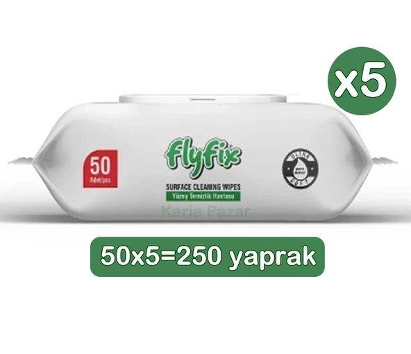 Flyfix Easy Clean Beyaz Sabunlu Yüzey Temizlik Havlusu 5’li Paket ürün görseli 1