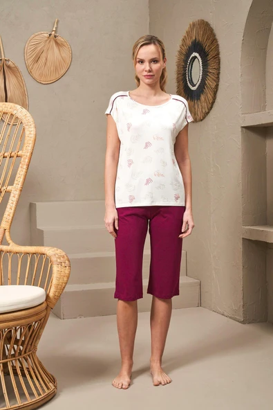 Pjs 25145 Kadın Kısa Kollu Kapri Pijama Takımı ürün görseli 1