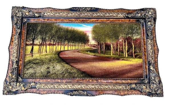 Sessiz Hatıralar Yolu Adlı İran Tebriz Halı Tablo 123x73cm - Duvar Halı Kilim Tablo ürün görseli 1