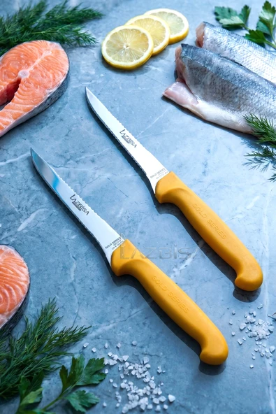 LAZBİSA Gold Serisi Mutfak Fileto Bıçağı Steak Bıçak Et Balık Tavuk Fileto Bıçağı 2 Li Set ( Mft-015 ) ürün görseli 1