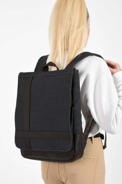 Kadın Sırt Çantası 35*22 Cm Kanvas Kumaş Laptop Bölmeli Business Sırt Çantası Okul Çantası Mega Bag ürün görseli 1