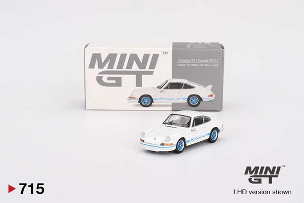 Mini GT 715 Porsche 911 Carrera RS 2.7 Grand Prix White with Blue Livery Model Araba ürün görseli 1