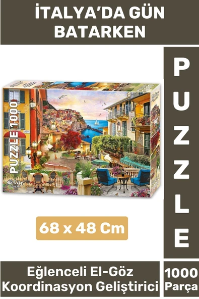 El Göz Koordinasyon Beceri Görsel Algı Geliştirici 1000 Parça Çocuk PUZZLE İTALYA'DA GÜN BATARKEN ürün görseli 1