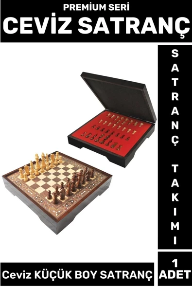 Premium Seri Aile Ev Arkadaş Zeka Strateji Beceri Geliştirici CEVİZ Küçük Boy SATRANÇ Takımı ürün görseli 1