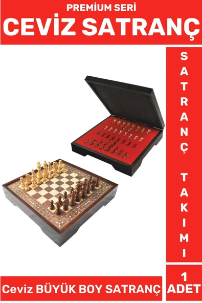 Premium Seri Aile Ev Arkadaş Zeka Strateji Beceri Geliştirici CEVİZ Büyük Boy SATRANÇ Takımı ürün görseli 1