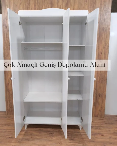 3 Kapaklı Beyaz Panjur Model Dolap - Resim 2