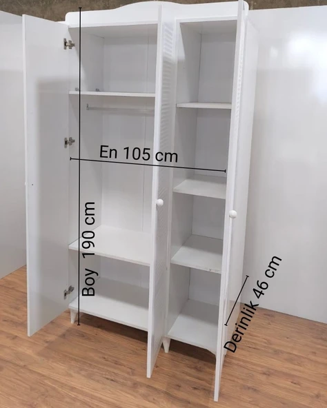 3 Kapaklı Beyaz Panjur Model Dolap - Resim 3
