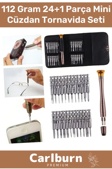 Profesyonel 112 Gr Cep Telefon Elektronik Cihaz Gözlük 24+1 Parça Mini Çıtçıt Cüzdan Tornavida Seti ürün görseli 1