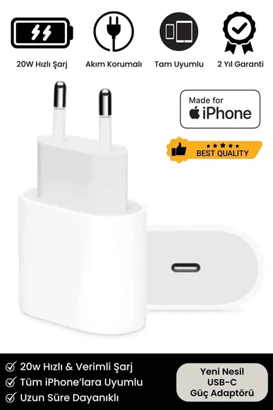 iPhone Tüm Serilere Uyumlu 20w Hızlı Şarj Aleti 7 8 X 11 12 13 14 15 16 İçin Type-C Girişli Adaptör ürün görseli 1
