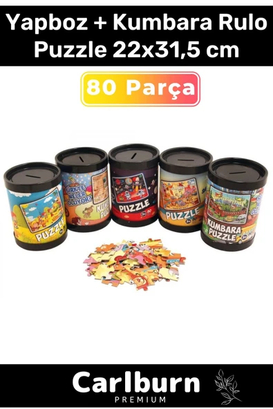 Özel Üretim Eğitici Zeka Geliştirici Öğretici 80 Parça Yapboz + Kumbara Rulo Puzzle 22x31,5 cm ürün görseli 1