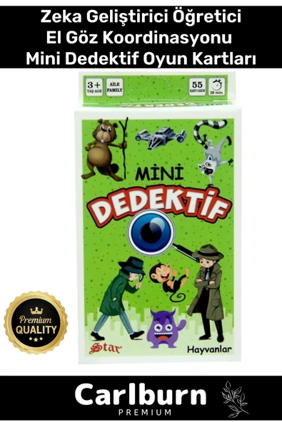Özel Eğitici Zeka Geliştirici Öğretici Eğlence Aile 55 Parça Mini Dedektif Hayvanlar Oyun Kartı ürün görseli 1