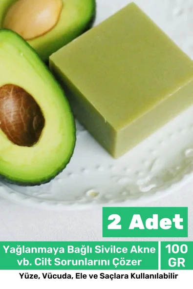 100% Doğal Güzel Kokulu El Yüz Saç Vücut Cilt Onaran Kolajen Etkili Avokado Bitkisel Sabun 2 Adet ürün görseli 1