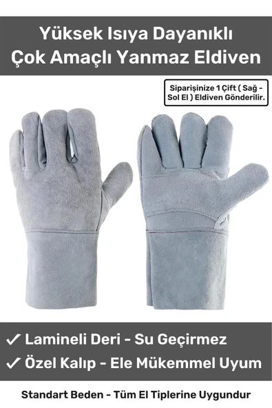 Premium Yanmaz Yüksek Isıya Sıcaklığa Dayanıklı Kaynak Yangın Su Geçirmez Çok Amaçlı Deri Eldiven ürün görseli 1
