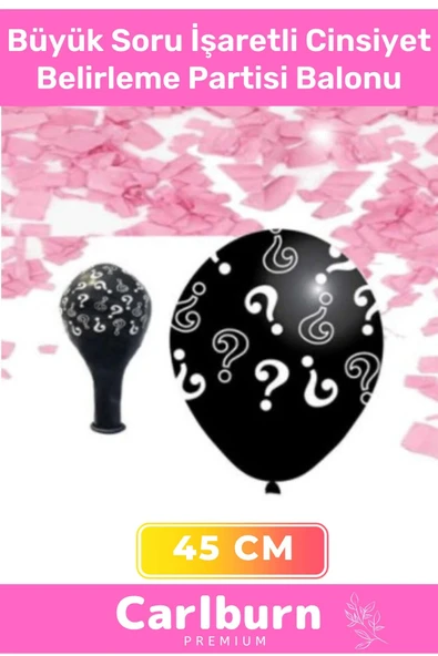 Siyah Büyük Soru İşaretli Cinsiyet Belirleme Partisi 45cm Balonu Kız Erkek Çocuk Baby Shower Süs ürün görseli 1