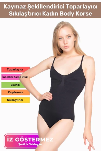 Özel Üretim İz Göstermeyen Kaymaz Şekillendirici Toparlayıcı Sıkılaştırıcı Kadın Body Korse ürün görseli 1